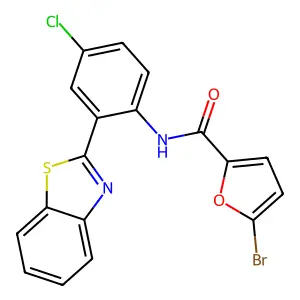 N-[2-(1,3-benzothiazol-2-yl)-4-chlorophenyl]-5-bromofuran-2-carboxamide structure
