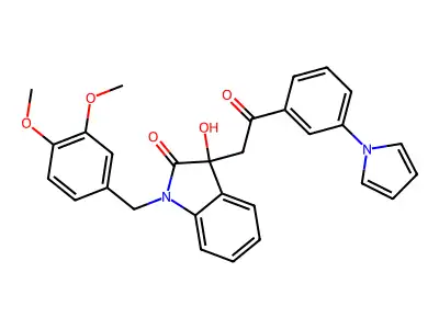 1-[(3,4-dimethoxyphenyl)methyl]-3-hydroxy-3-[2-oxo-2-(3-pyrrol-1-ylphenyl)ethyl]indol-2-one structure