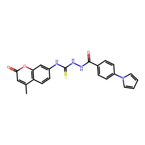 1-(4-Methyl-2-oxochromen-7-yl)-3-[(4-pyrrol-1-ylbenzoyl)amino]thiourea structure