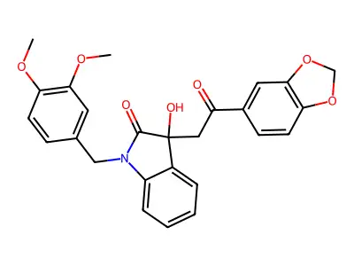 3-[2-(1,3-benzodioxol-5-yl)-2-oxoethyl]-1-(3,4-dimethoxybenzyl)-3-hydroxy-1,3-dihydro-2H-indol-2-one structure