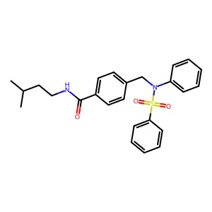 4-[[N-(benzenesulfonyl)anilino]methyl]-N-(3-methylbutyl)benzamide structure