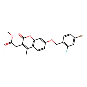 methyl {7-[(4-bromo-2-fluorobenzyl)oxy]-4-methyl-2-oxo-2H-chromen-3-yl}acetate structure