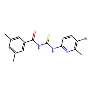 N-[(5-bromo-6-methylpyridin-2-yl)carbamothioyl]-3,5-dimethylbenzamide structure
