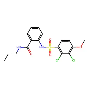 2-[(2,3-dichloro-4-methoxyphenyl)sulfonylamino]-N-propylbenzamide structure