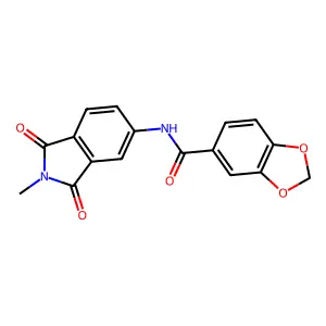 N-(2-methyl-1,3-dioxoisoindol-5-yl)-1,3-benzodioxole-5-carboxamide structure