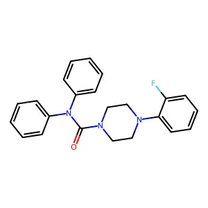 4-(2-fluorophenyl)-N,N-diphenylpiperazine-1-carboxamide structure