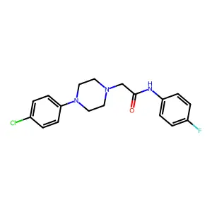 2-[4-(4-chlorophenyl)piperazin-1-yl]-N-(4-fluorophenyl)acetamide structure