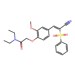 2-[4-[(E)-2-(benzenesulfonyl)-2-cyanoethenyl]-2-methoxyphenoxy]-N,N-diethylacetamide structure