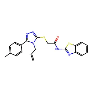 N-(1,3-benzothiazol-2-yl)-2-[[5-(4-methylphenyl)-4-prop-2-enyl-1,2,4-triazol-3-yl]sulfanyl]acetamide structure