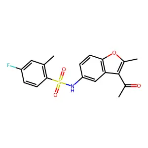 N-(3-acetyl-2-methyl-1-benzofuran-5-yl)-4-fluoro-2-methylbenzenesulfonamide structure