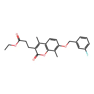 ethyl 3-{7-[(3-fluorobenzyl)oxy]-4,8-dimethyl-2-oxo-2H-chromen-3-yl}propanoate structure