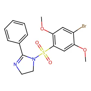 1-((4-bromo-2,5-dimethoxyphenyl)sulfonyl)-2-phenyl-4,5-dihydro-1H-imidazole structure