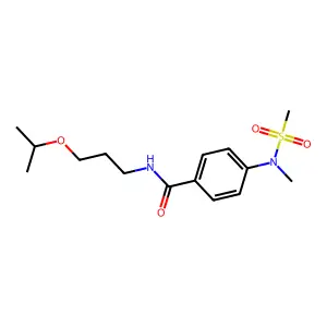 4-[methyl(methylsulfonyl)amino]-N-(3-propan-2-yloxypropyl)benzamide structure
