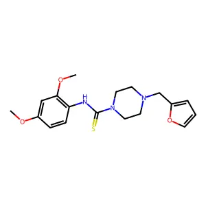 N-(2,4-dimethoxyphenyl)-4-(furan-2-ylmethyl)piperazine-1-carbothioamide structure