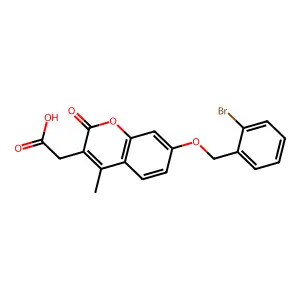 {7-[(2-bromobenzyl)oxy]-4-methyl-2-oxo-2H-chromen-3-yl}acetic acid structure
