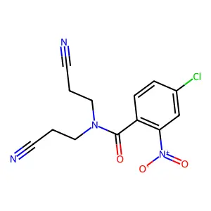 4-chloro-N,N-bis(2-cyanoethyl)-2-nitrobenzamide structure