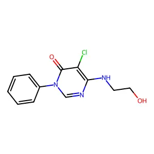 5-Chloro-6-(2-hydroxyethylamino)-3-phenylpyrimidin-4-one structure