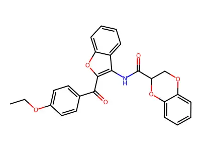 N-[2-(4-ethoxybenzoyl)-1-benzofuran-3-yl]-2,3-dihydro-1,4-benzodioxine-2-carboxamide structure