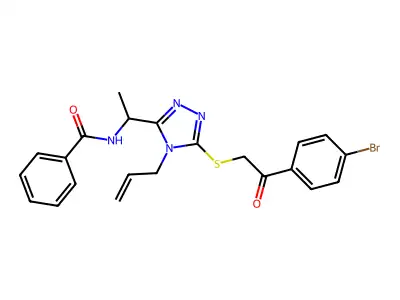 N-{1-[5-{[2-(4-bromophenyl)-2-oxoethyl]sulfanyl}-4-(prop-2-en-1-yl)-4H-1,2,4-triazol-3-yl]ethyl}benzamide structure