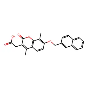 [4,8-dimethyl-7-(naphthalen-2-ylmethoxy)-2-oxo-2H-chromen-3-yl]acetic acid structure