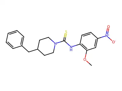 4-benzyl-N-(2-methoxy-4-nitrophenyl)piperidine-1-carbothioamide structure