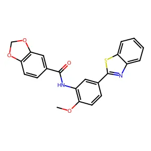 N-[5-(1,3-benzothiazol-2-yl)-2-methoxyphenyl]-1,3-benzodioxole-5-carboxamide structure