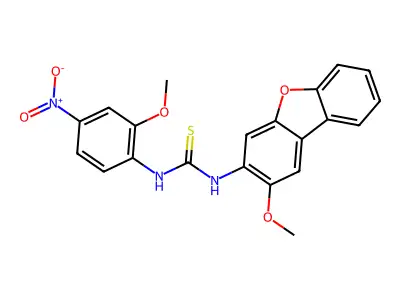 1-(2-Methoxydibenzofuran-3-yl)-3-(2-methoxy-4-nitrophenyl)thiourea structure