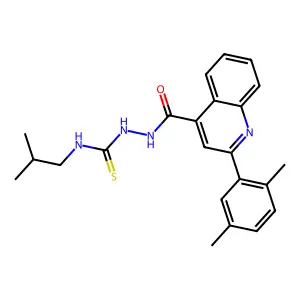 1-[[2-(2,5-Dimethylphenyl)quinoline-4-carbonyl]amino]-3-(2-methylpropyl)thiourea structure