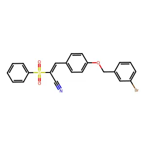 (2E)-3-{4-[(3-bromobenzyl)oxy]phenyl}-2-(phenylsulfonyl)prop-2-enenitrile structure