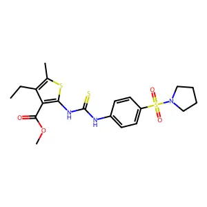 methyl 4-ethyl-5-methyl-2-({[4-(pyrrolidin-1-ylsulfonyl)phenyl]carbamothioyl}amino)thiophene-3-carboxylate structure