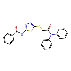 N-[5-[2-oxo-2-(N-phenylanilino)ethyl]sulfanyl-1,3,4-thiadiazol-2-yl]benzamide structure