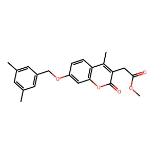 methyl {7-[(3,5-dimethylbenzyl)oxy]-4-methyl-2-oxo-2H-chromen-3-yl}acetate structure