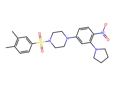 1-(3,4-Dimethylphenyl)sulfonyl-4-(4-nitro-3-pyrrolidin-1-ylphenyl)piperazine structure