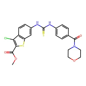 methyl 3-chloro-6-({[4-(morpholin-4-ylcarbonyl)phenyl]carbamothioyl}amino)-1-benzothiophene-2-carboxylate structure