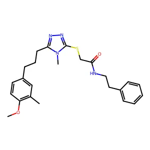 2-({5-[3-(4-methoxy-3-methylphenyl)propyl]-4-methyl-4H-1,2,4-triazol-3-yl}sulfanyl)-N-(2-phenylethyl)acetamide structure