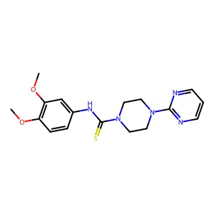 N-(3,4-dimethoxyphenyl)-4-pyrimidin-2-ylpiperazine-1-carbothioamide structure
