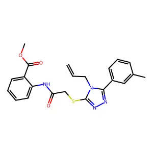 methyl 2-[({[5-(3-methylphenyl)-4-(prop-2-en-1-yl)-4H-1,2,4-triazol-3-yl]sulfanyl}acetyl)amino]benzoate structure