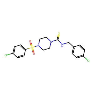 N-[(4-chlorophenyl)methyl]-4-(4-chlorophenyl)sulfonylpiperazine-1-carbothioamide structure