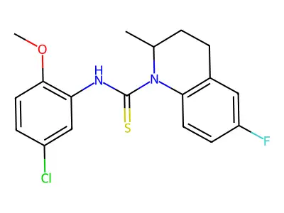 N-(5-chloro-2-methoxyphenyl)-6-fluoro-2-methyl-3,4-dihydro-2H-quinoline-1-carbothioamide structure