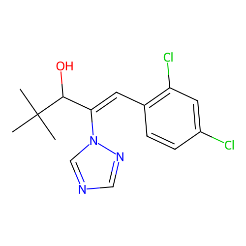 (Z)-1-(2,4-dichlorophenyl)-4,4-dimethyl-2-(1,2,4-triazol-1-yl)pent-1-en-3-ol structure