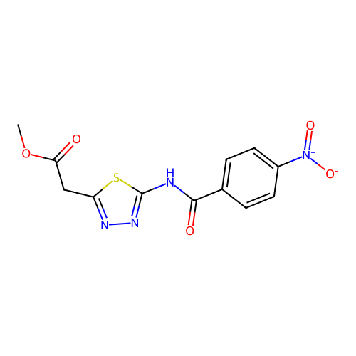 methyl {5-[(4-nitrobenzoyl)amino]-1,3,4-thiadiazol-2-yl}acetate structure
