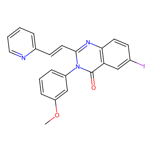 6-iodo-3-(3-methoxyphenyl)-2-[(E)-2-pyridin-2-ylethenyl]quinazolin-4-one structure