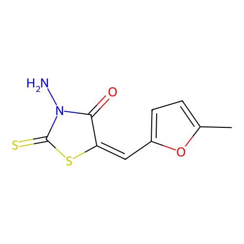 (5E)-3-amino-5-[(5-methylfuran-2-yl)methylidene]-2-sulfanylidene-1,3-thiazolidin-4-one structure