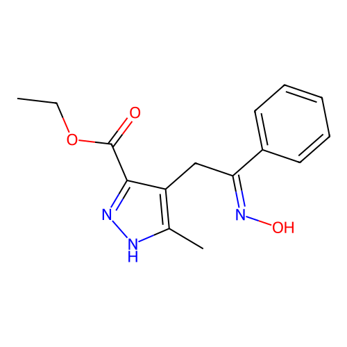 ethyl 4-[(2Z)-2-hydroxyimino-2-phenylethyl]-5-methyl-1H-pyrazole-3-carboxylate structure