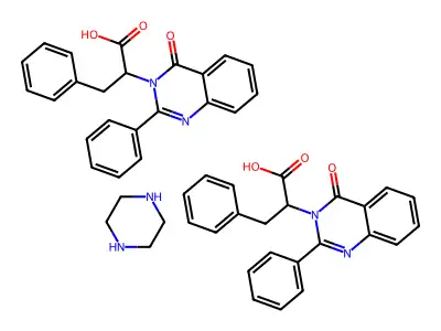2-(4-Oxo-2-phenylquinazolin-3(4H)-yl)-3-phenylpropanoic acid--piperazine (2/1) structure