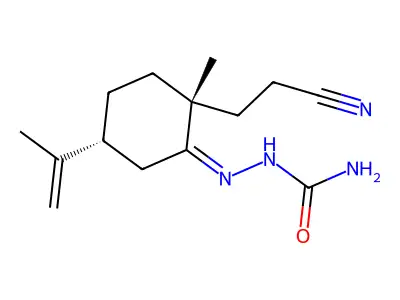[(E)-[(2R,5R)-2-(2-cyanoethyl)-5-isopropenyl-2-methyl-cyclohexylidene]amino]urea structure