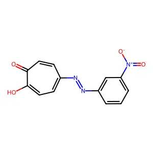 5-[2-(3-Nitrophenyl)hydrazinylidene]cyclohepta-3,6-diene-1,2-dione structure