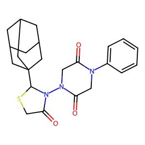 2,5-Piperazinedione, 1-(4-oxo-2-tricyclo(3.3.1.1(3,7))dec-1-yl-3-thiazolidinyl)-4-phenyl- structure