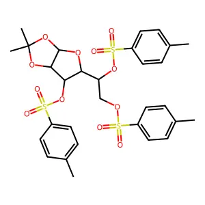 [2-[2,2-dimethyl-6-(4-methylphenyl)sulfonyloxy-3a,5,6,6a-tetrahydrofuro[2,3-d][1,3]dioxol-5-yl]-2-(4-methylphenyl)sulfonyloxyethyl] 4-methylbenzenesulfonate structure