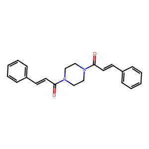 (E)-3-phenyl-1-[4-[(E)-3-phenylprop-2-enoyl]piperazin-1-yl]prop-2-en-1-one structure